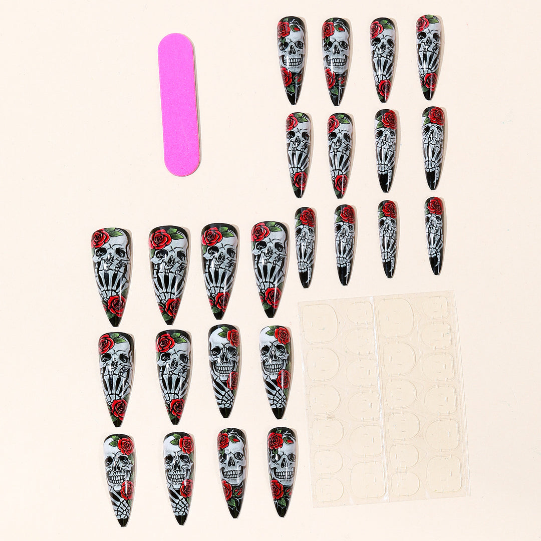 Gothic Skull and Rose Nail Art Set Stornfield