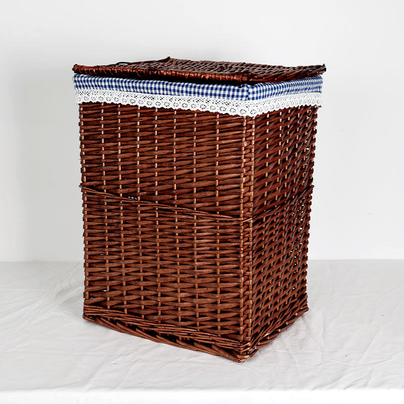 Women's laundry basket with decorative checkered fabric and practical lid Stornfield