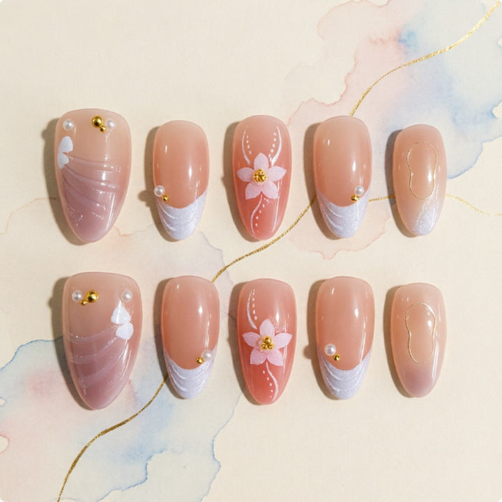 Artificial nails with floral details Stornfield