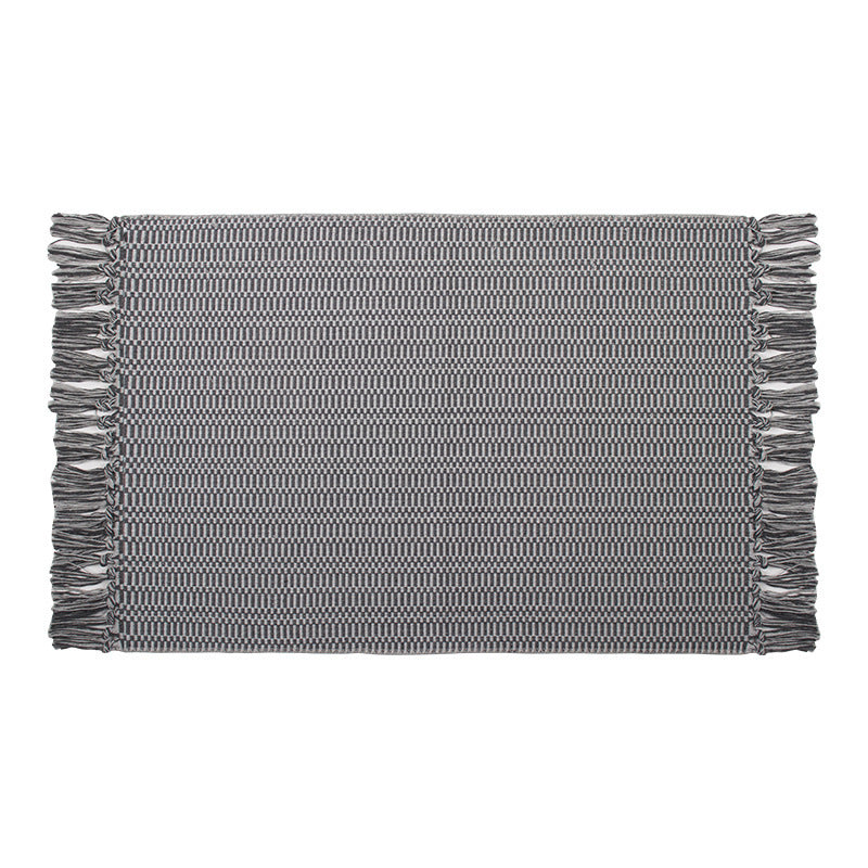 Flat-woven cotton rug runner with geometric check pattern and easy-care surface Stornfield