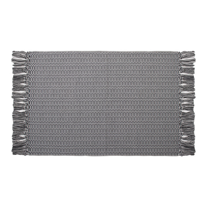 Flat-woven cotton rug runner with geometric check pattern and easy-care surface Stornfield