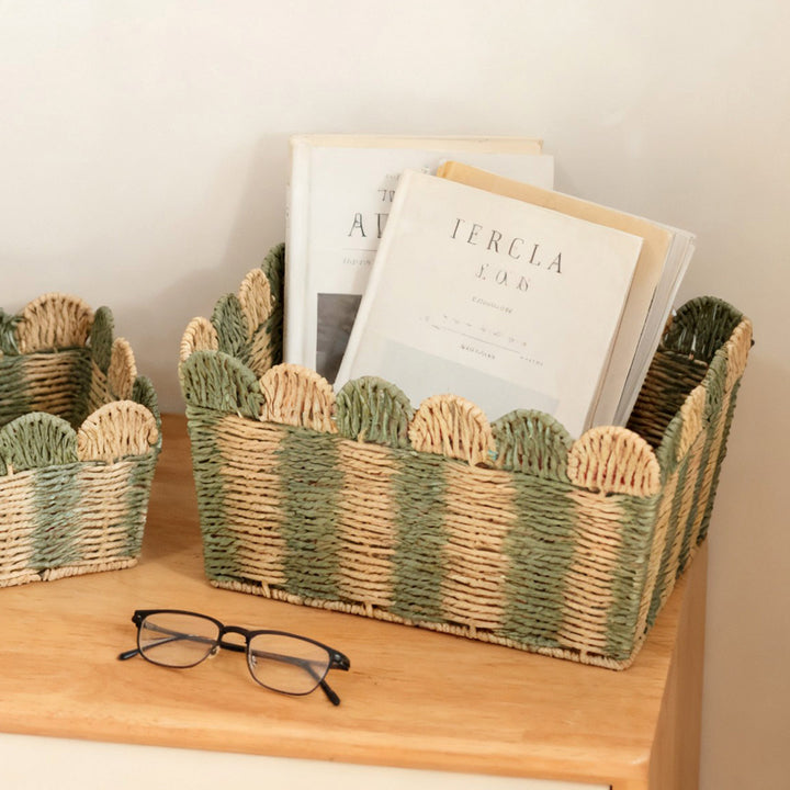 Handcrafted decorative basket with wave edge Stornfield