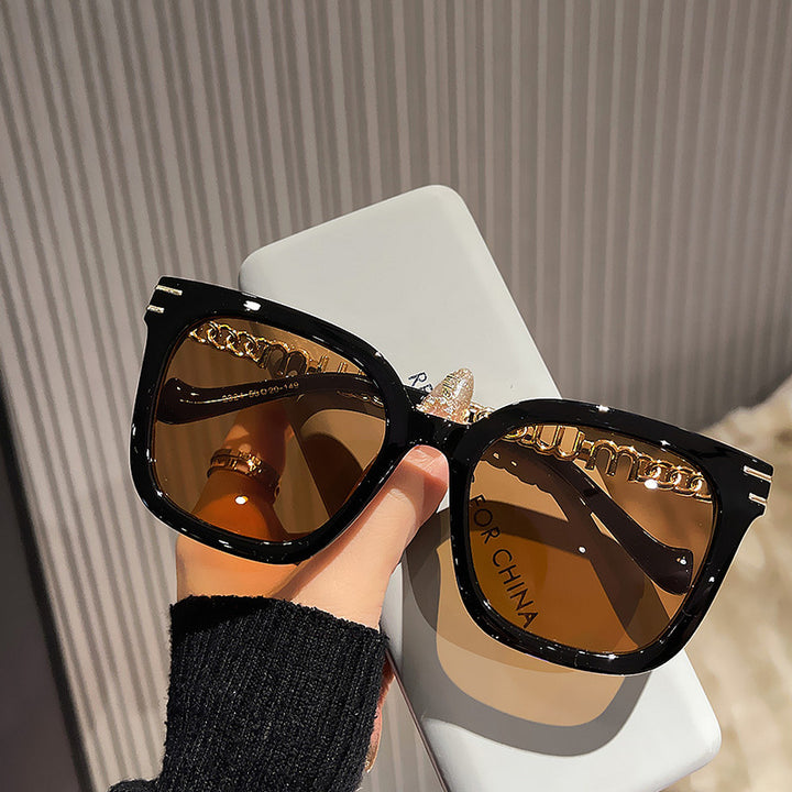 Ladies trendy square sunglasses with elegant frame and stylish gold accent Stornfield
