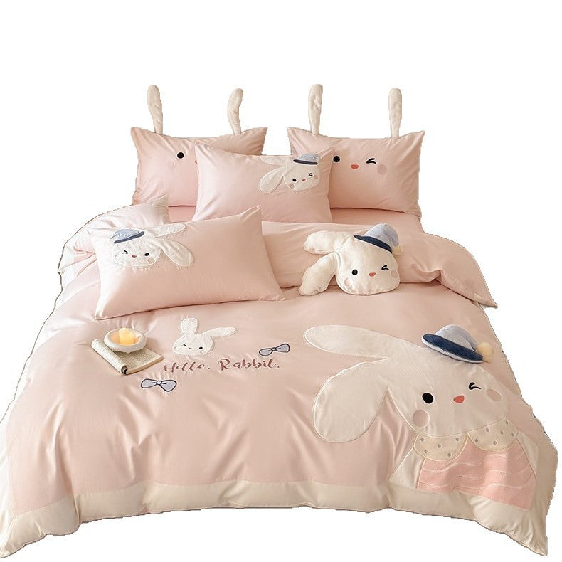 Children's Appliqué Bunny Cotton Duvet Cover Set