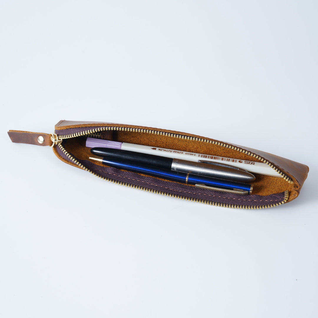 Leather Zippered Pencil Case  1790590109