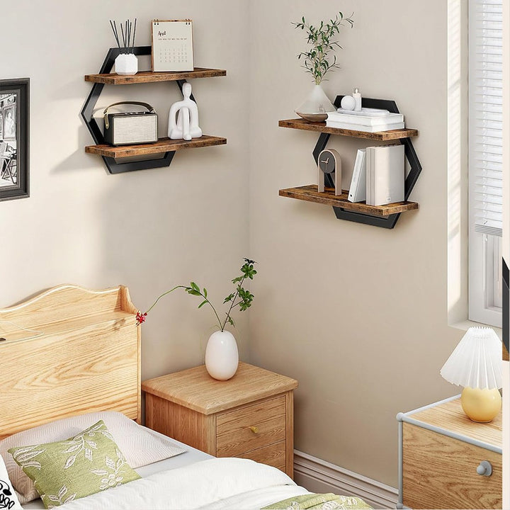 Wall shelf with modern honeycomb design Stornfield