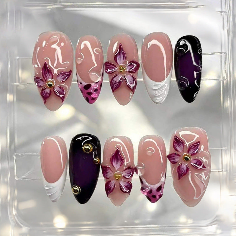 Floral Design Decorative Press-On Nails
