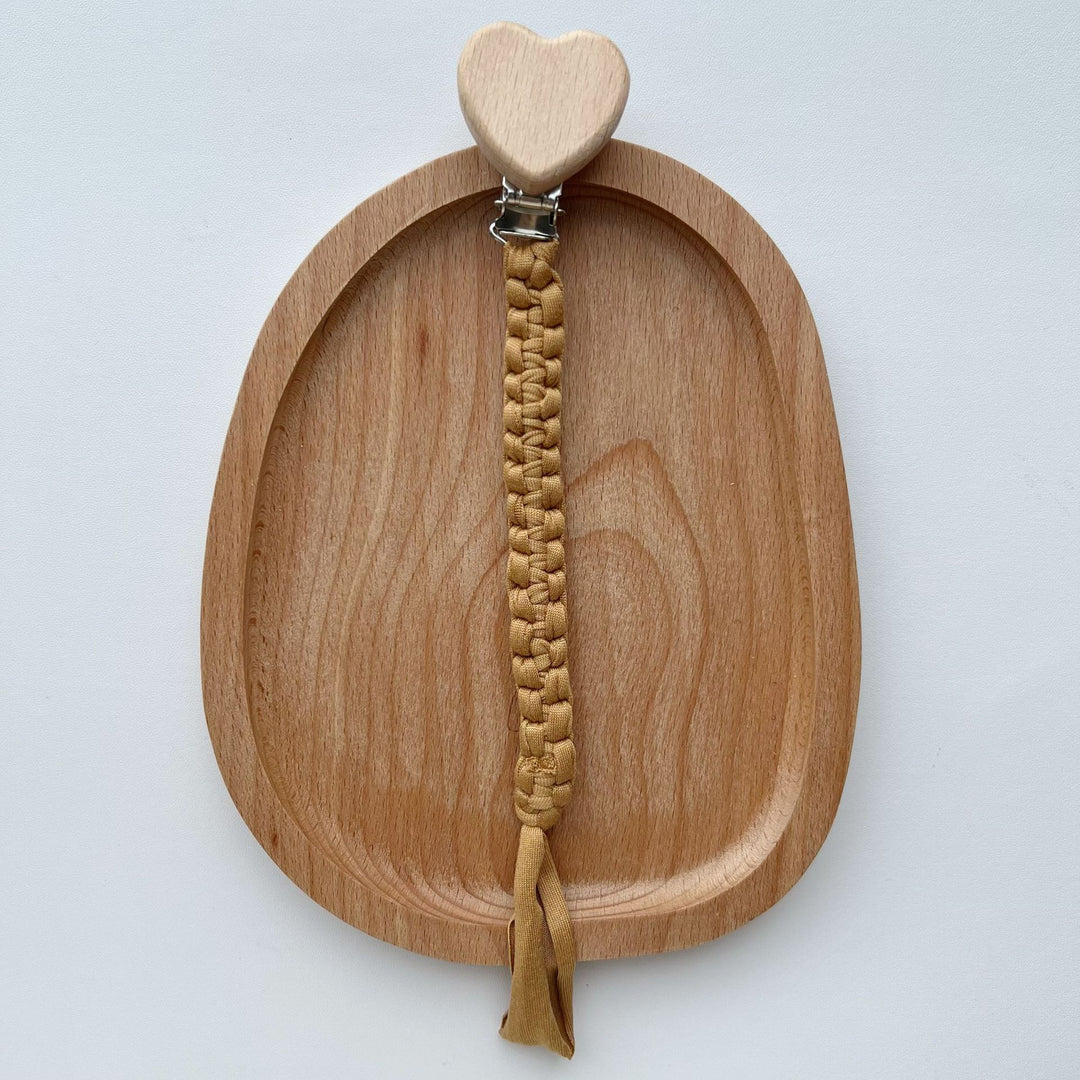 Braided Cotton Pacifier Leash with Wooden Star Safety Clamp