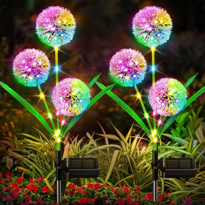 Dandelion-Inspired Solar Garden Stake Lights With Integrated Solar Panel And Dual Floral Globes Stornfield