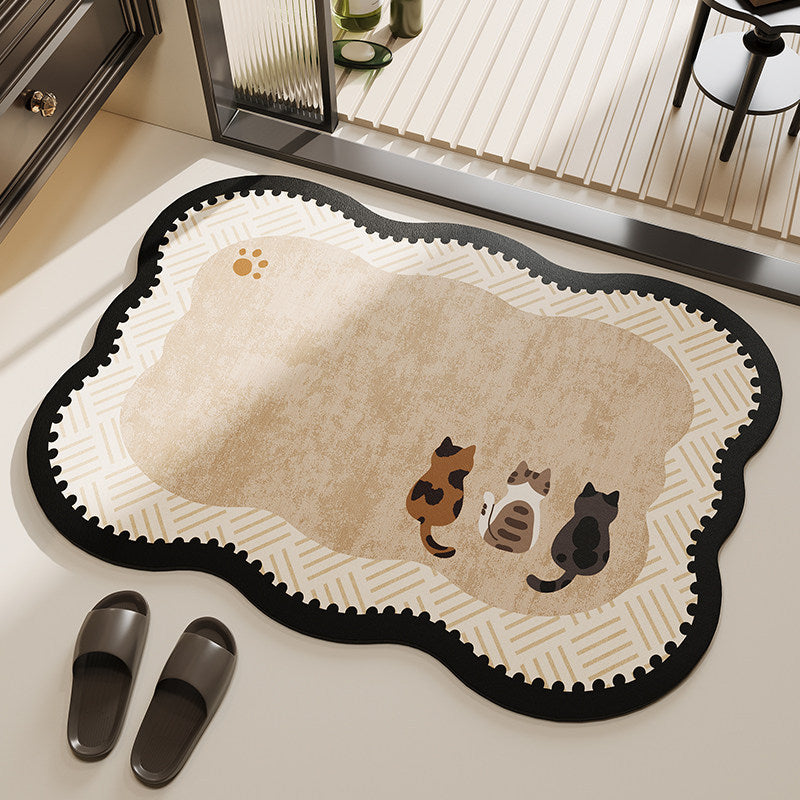 Cat-Themed Plush Bathroom Mat