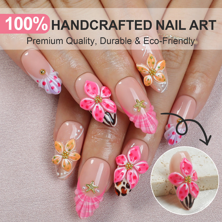 Creative nail art set with blooming floral elements Stornfield