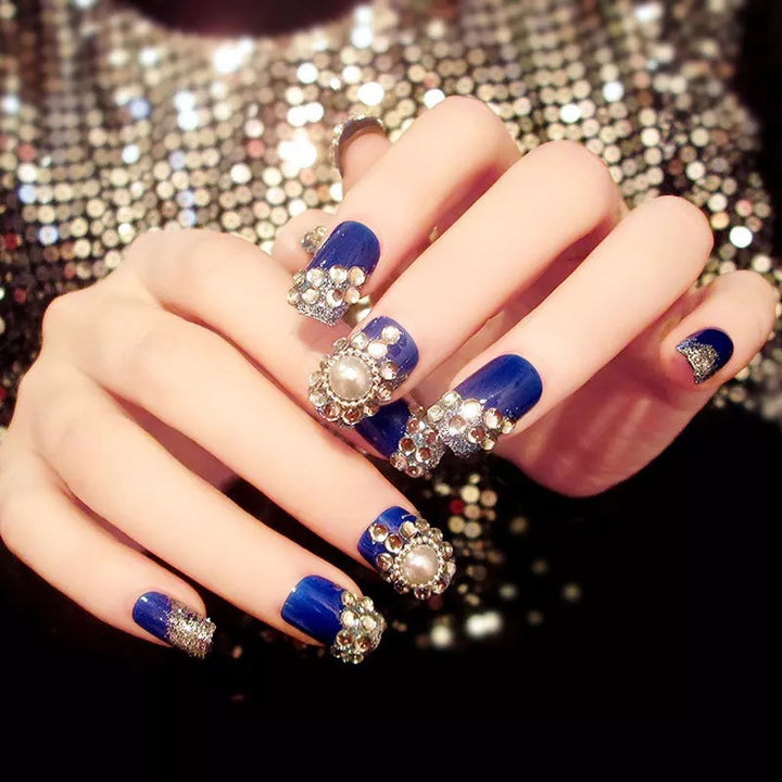 Decorative Gemstone and Bow Press-On Nail Set