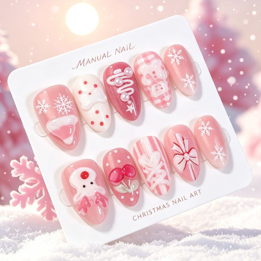 Holiday-Themed Decorative Press-On Nail Art Set