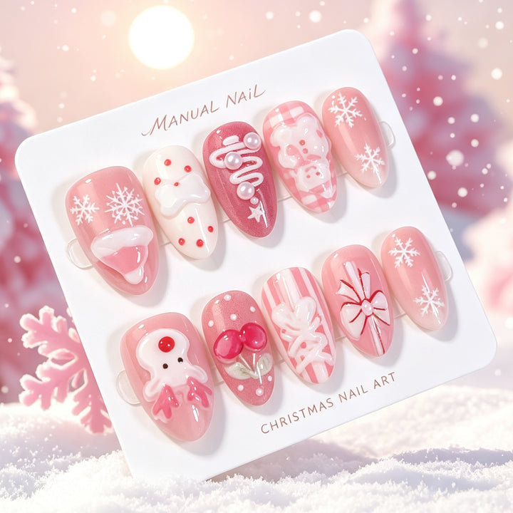 Holiday-Themed Decorative Press-On Nail Art Set