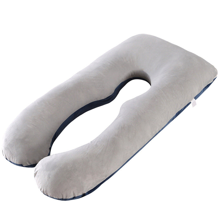 full-body U-shaped pregnancy support pillow with ergonomic lumbar and hip contour and removable breathable cover Stornfield