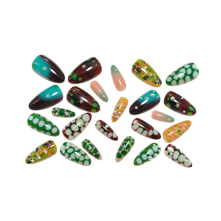 Creative artificial nails with 3D details and unique color accents Stornfield