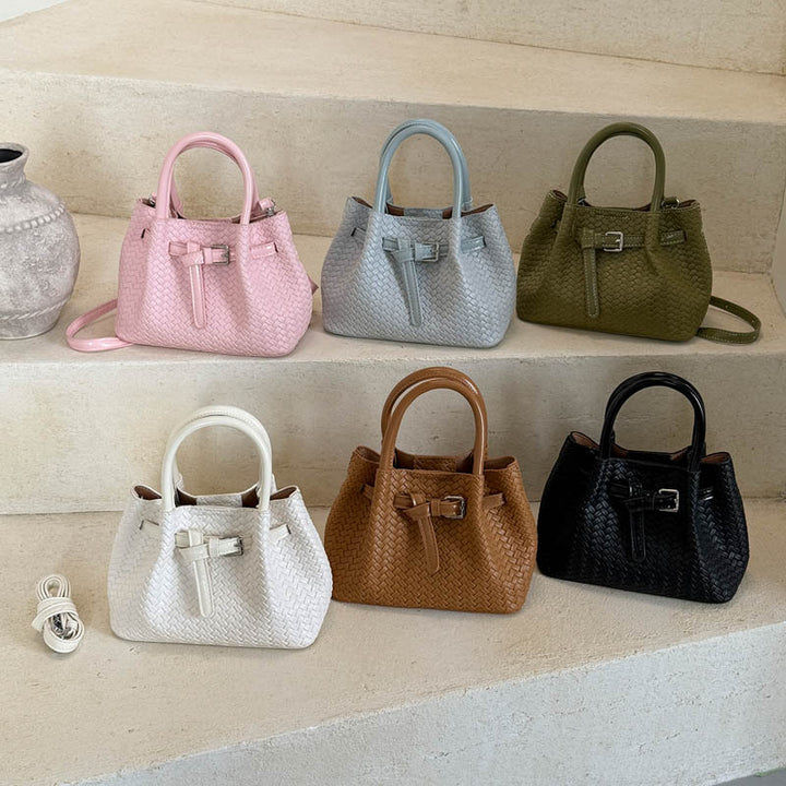 Woven Leather Handheld Tote