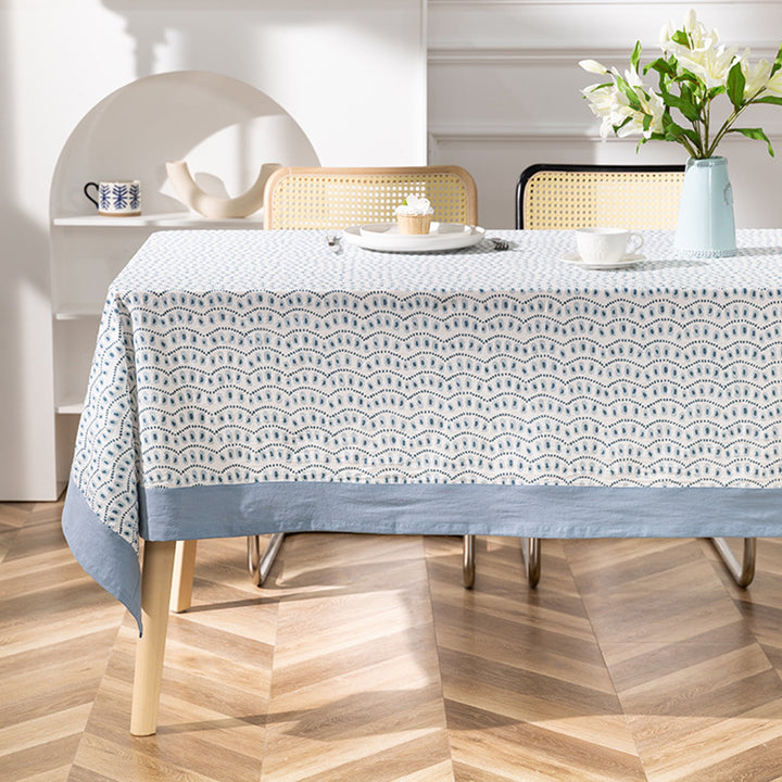Cotton tablecloth with graphic all-over pattern and contrasting hem edge Stornfield