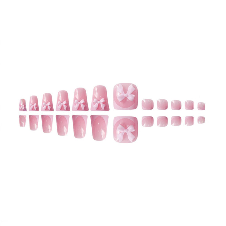 Decorative Press-On Nail Art with Bow Accents Stornfield