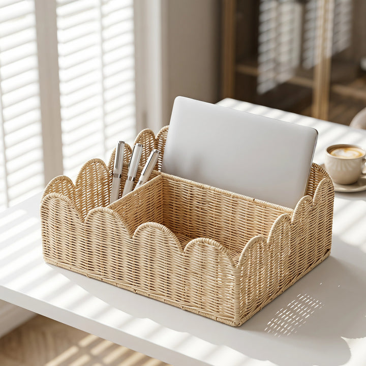 Stylish organizer basket with wavy edge Stornfield