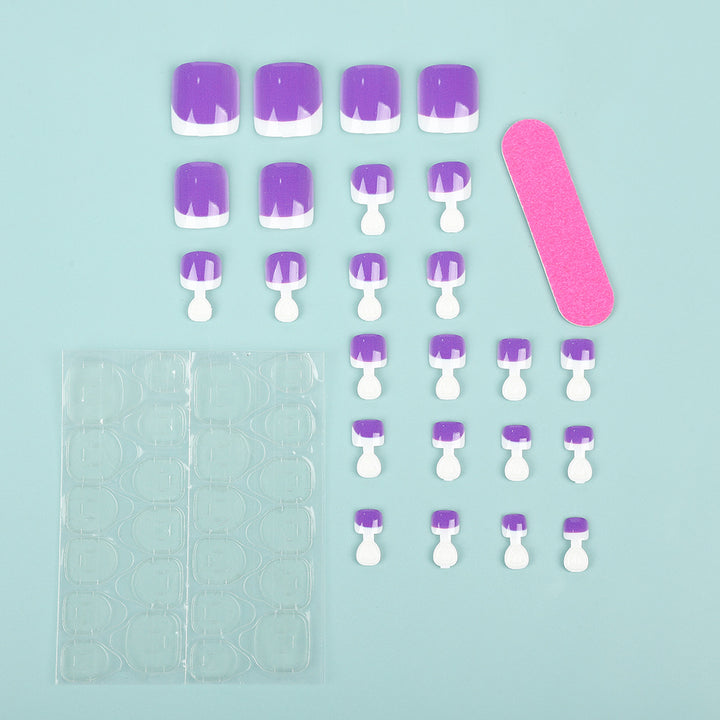 Artificial nail set with modern gradient and French tip Stornfield