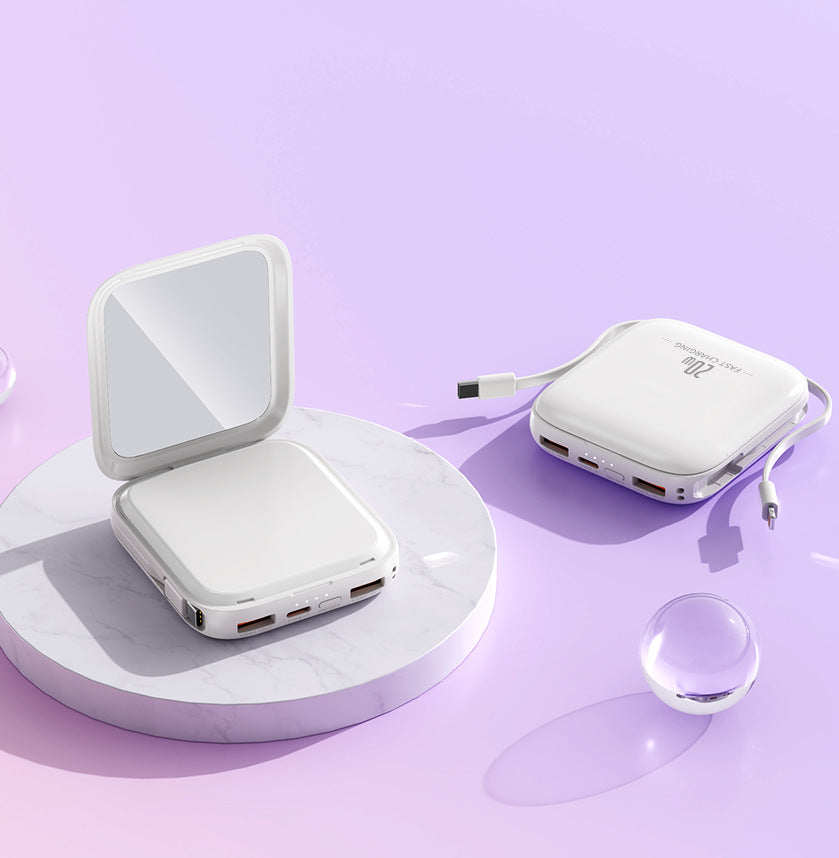 Portable power bank with integrated mirror and multifunctional charging cable Stornfield