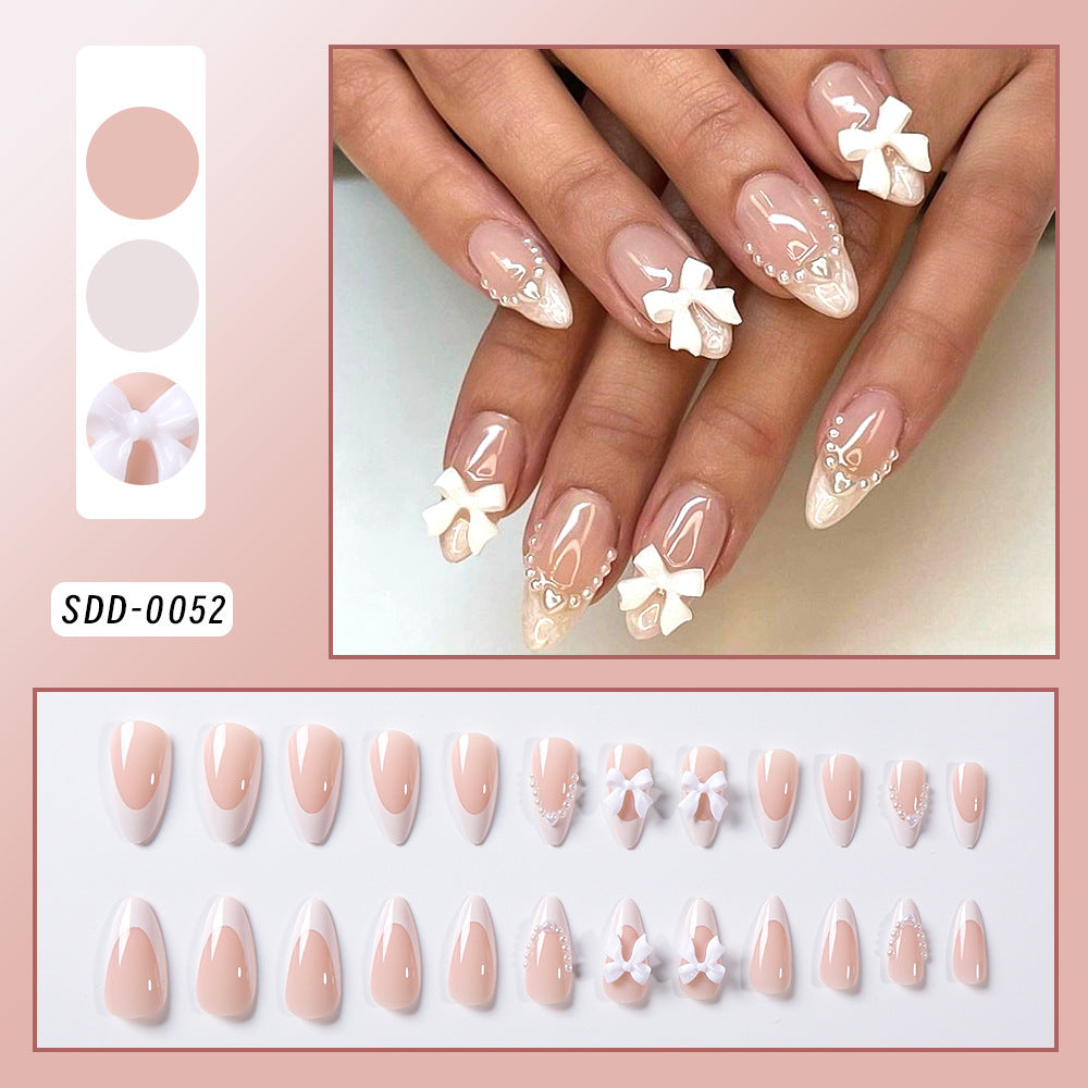 Decorative Press-On Nail Tips with Bow Accents Stornfield