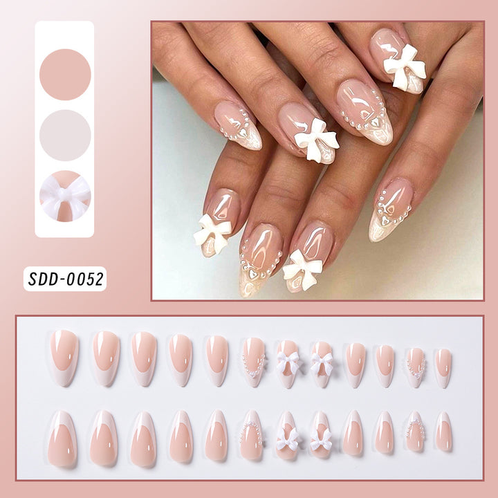 Decorative Press-On Nail Tips with Bow Accents Stornfield