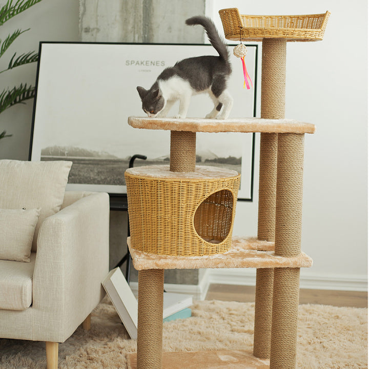 Cat furniture tree with natural rattan elements Stornfield