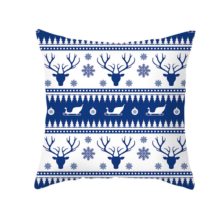 Festive Santa Silhouette Square Cushion Cover with Snowflake Border and Concealed Zipper