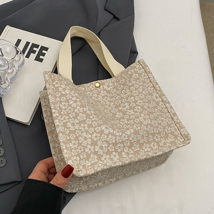 Floral Print Canvas Tote Bag