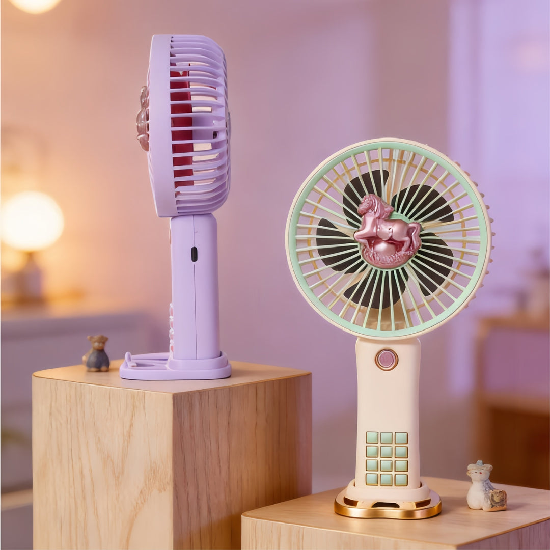 Women Portable Hand Fan with Innovative Unicorn Design Stornfield