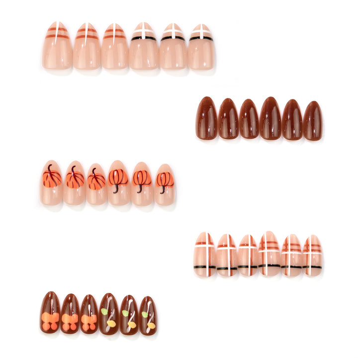 Artistic Autumn-Themed Press-On Nail Art Stornfield
