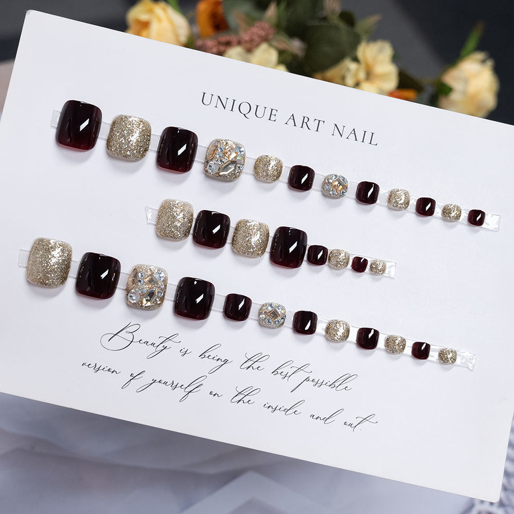 Glamorous Rhinestone Toe Nail Art