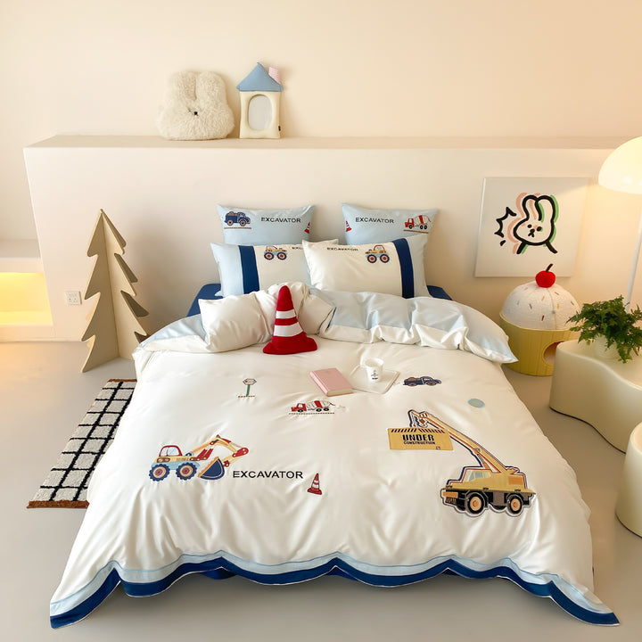 Kids Construction-Themed Cotton Duvet Cover Set