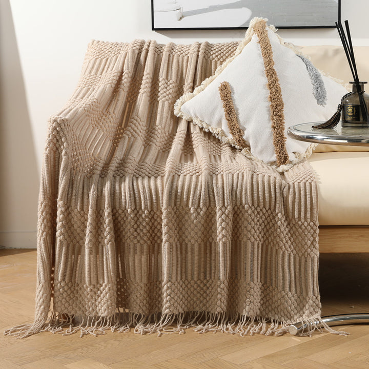 Women's high-quality knitted blanket with textured design Stornfield