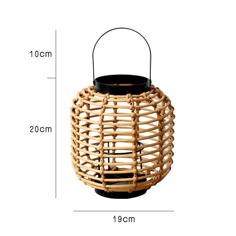 Decorative lantern made of braided rattan Stornfield