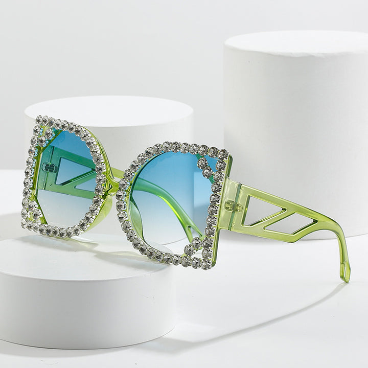 Statement Rhinestone-Embellished Hexagonal Sunglasses Stornfield