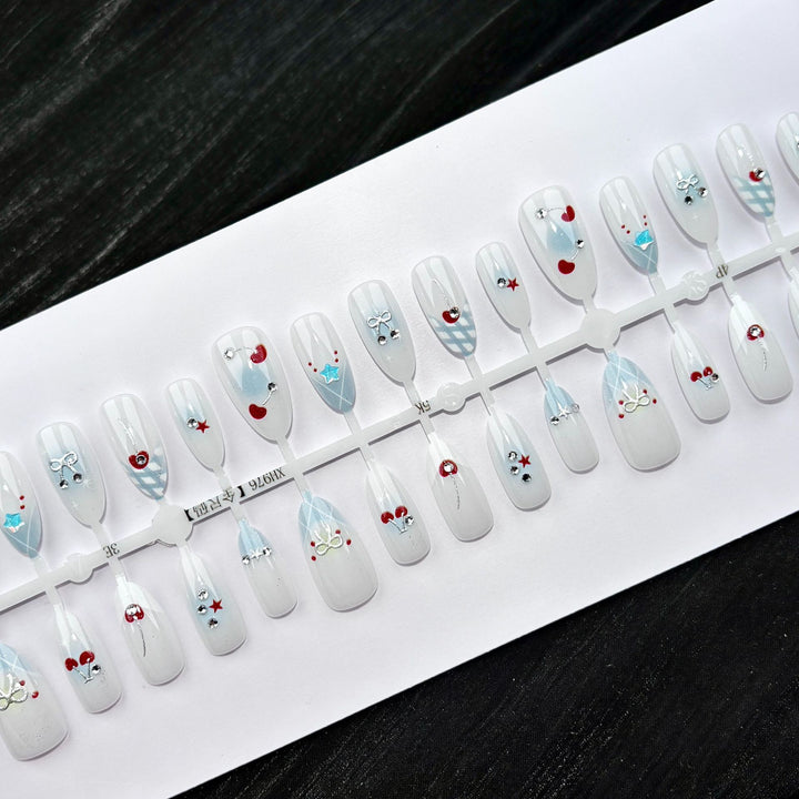 Elegant Polka Dot and Lace Press-On Nail Set