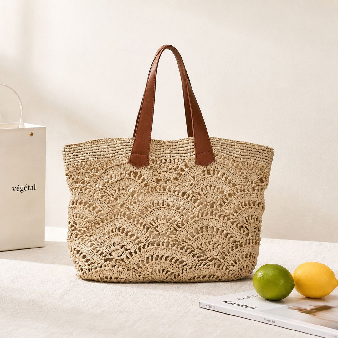 Macrame Shopping Bag with Elegant Leather Handles Stornfield