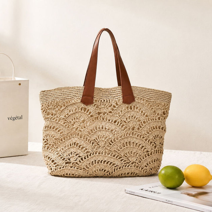 Macrame Shopping Bag with Elegant Leather Handles Stornfield