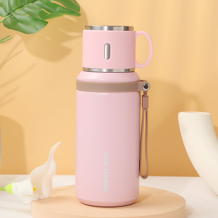 Women's insulated stainless steel drinking bottle with foldable cup Stornfield