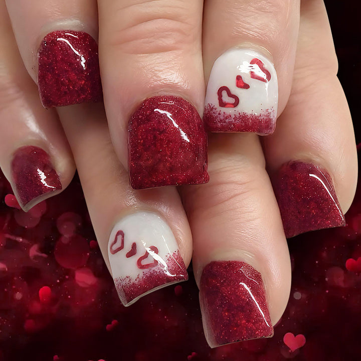 Glittery Heart-Themed Press-On Nail Set Stornfield