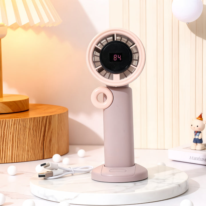Ladies Portable Hand Fan with LCD Digital Display and USB Charging Function Stornfield