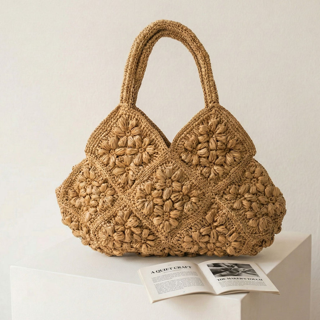 Macrame Handbag with Floral 3D Applications Stornfield