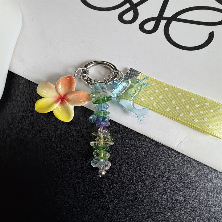 Whimsical Dolphin and Flower Charm Keychain Stornfield