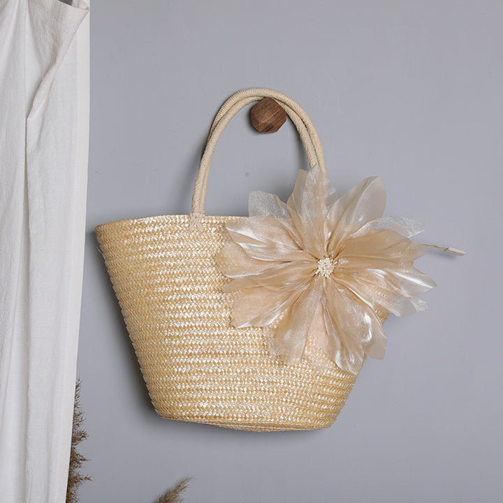 Stylish basket bag with eye-catching flower detail Stornfield