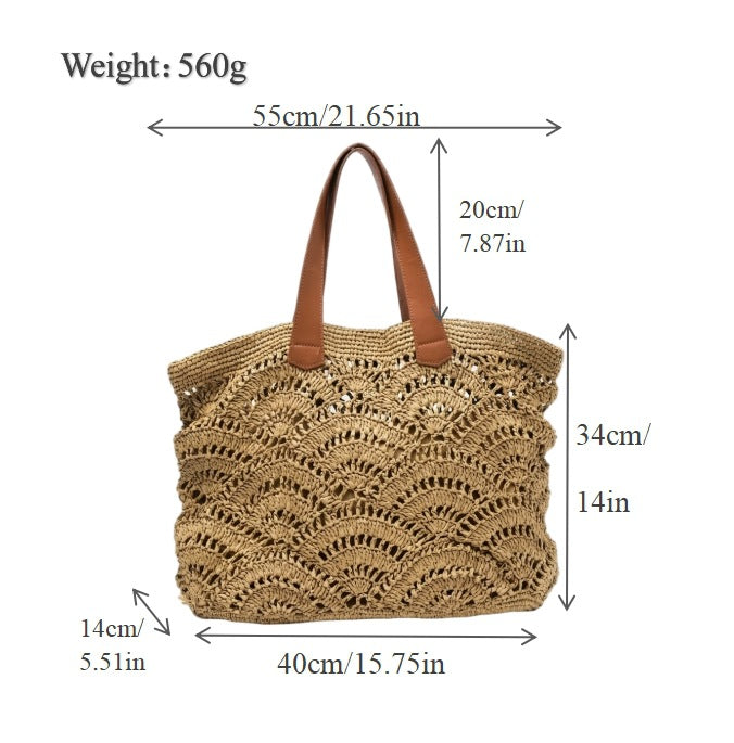 Macrame Shopping Bag with Elegant Leather Handles Stornfield
