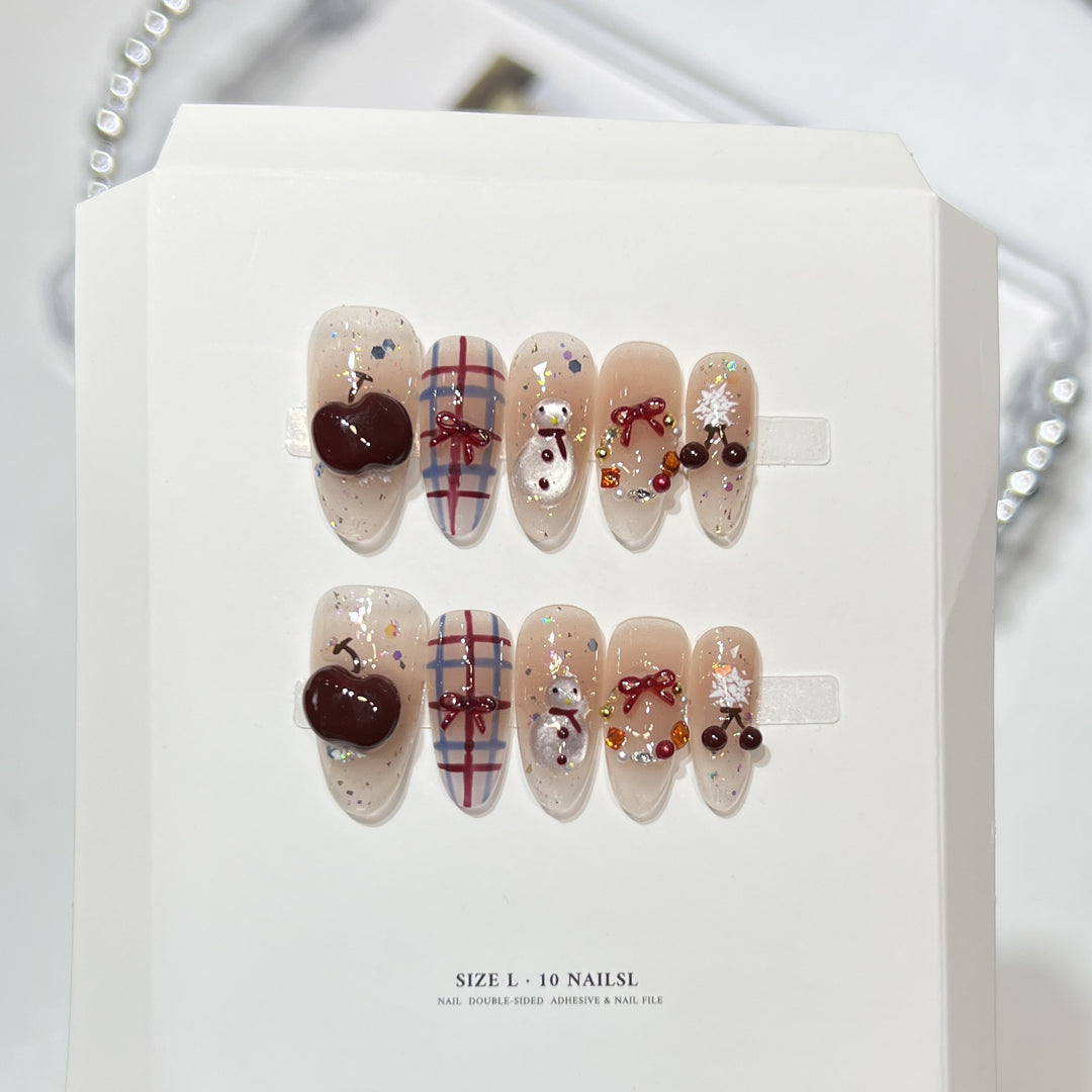 Glittery Press-On Nail Art Set with Snowflake Design Stornfield