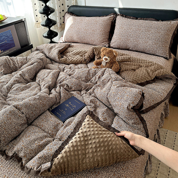 Plush Minky Dot Quilted Comforter Set
